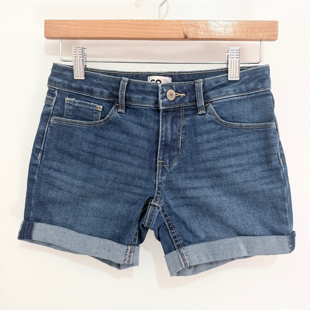 SO Denim Shorts Size 10 Girls Blue Rolled Cuff Stretch Summer